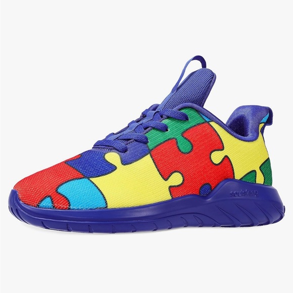 SOULSFENG mens colorful PUZZLE pattern SNEAKERS lightweight walking gym euro 40 - Picture 1 of 16